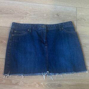 Ann Taylor Dark Blue Mini Skirt with Frayed Hem